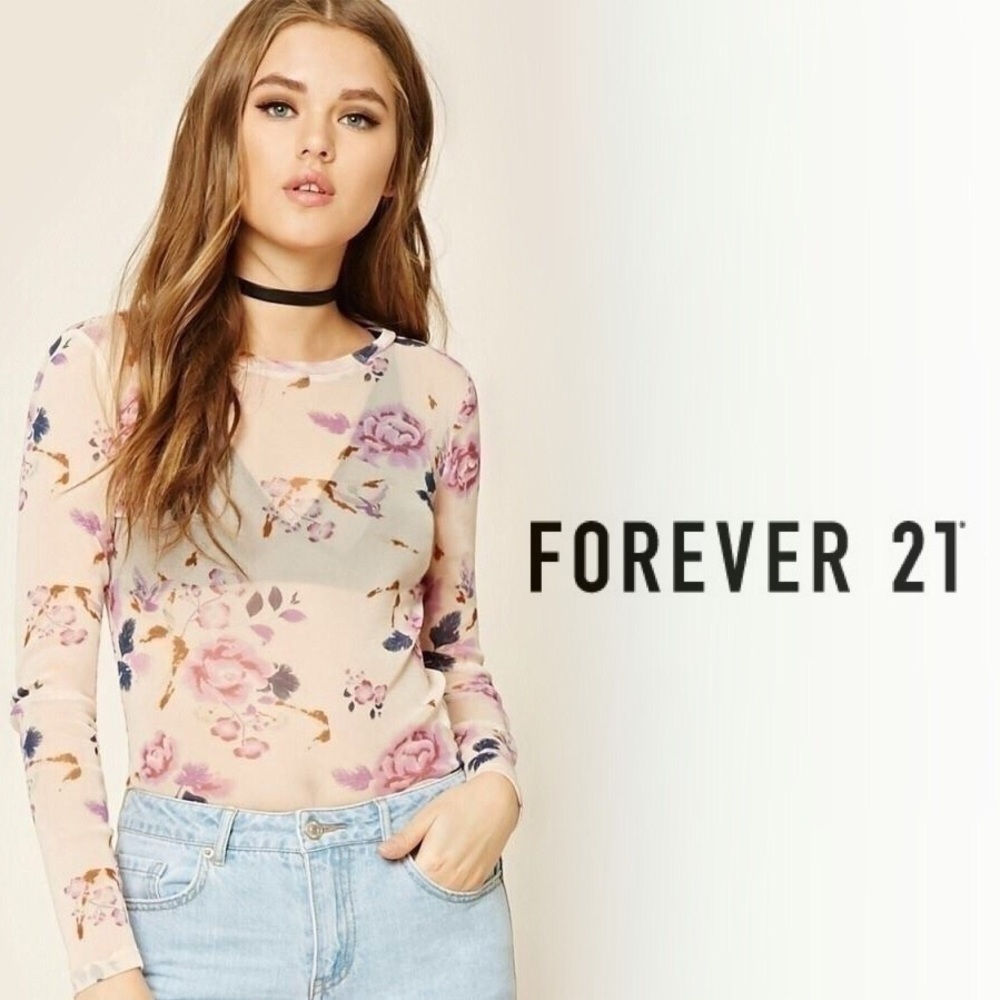 ❌SOLD❌F21 Sheer Mesh Knit Top Long Sleeve